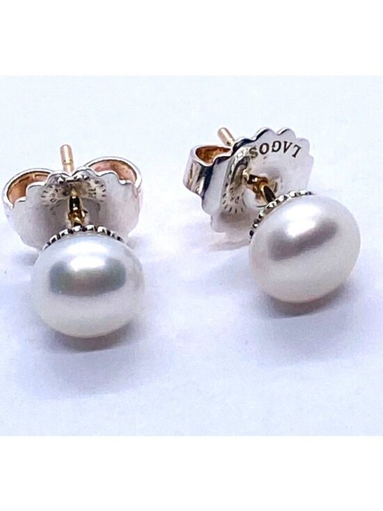LAGOS Jewelry - Lagos Sterling Silver 925 Luna Pearl Earrings 8mm 14K Post